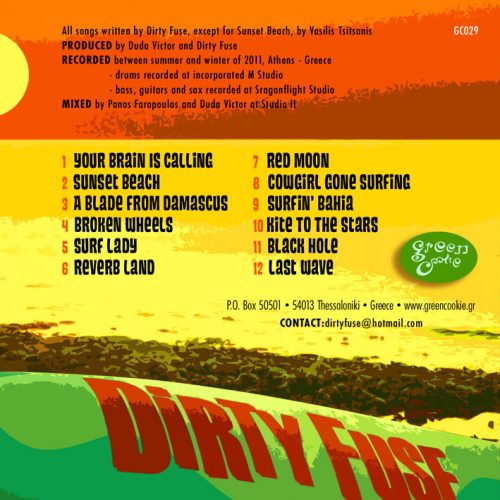 Dirty Fuse s/t cover artwork backside Green Cookie records 2012